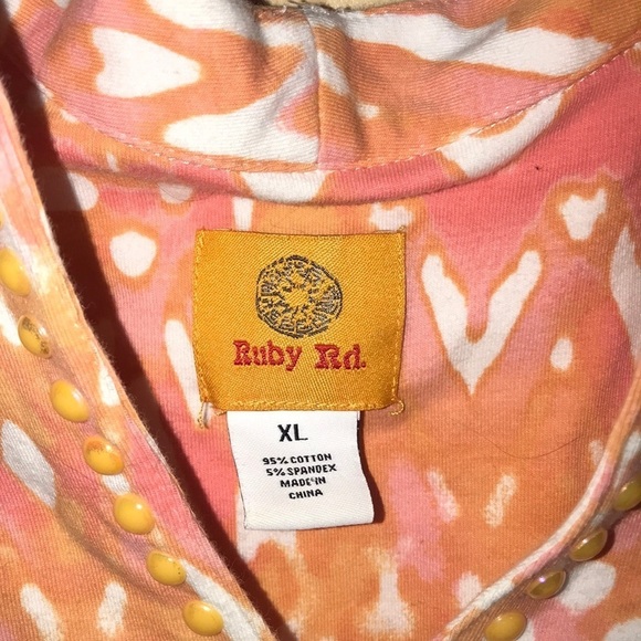 Ruby Rd. Beaded Neckline Blouse Orange XL - Picture 2 of 5